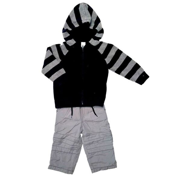 Gymboree Gray Lined Pants and‎ Gray/Navy Zip Up Hoodie 2T - Picture 1 of 6